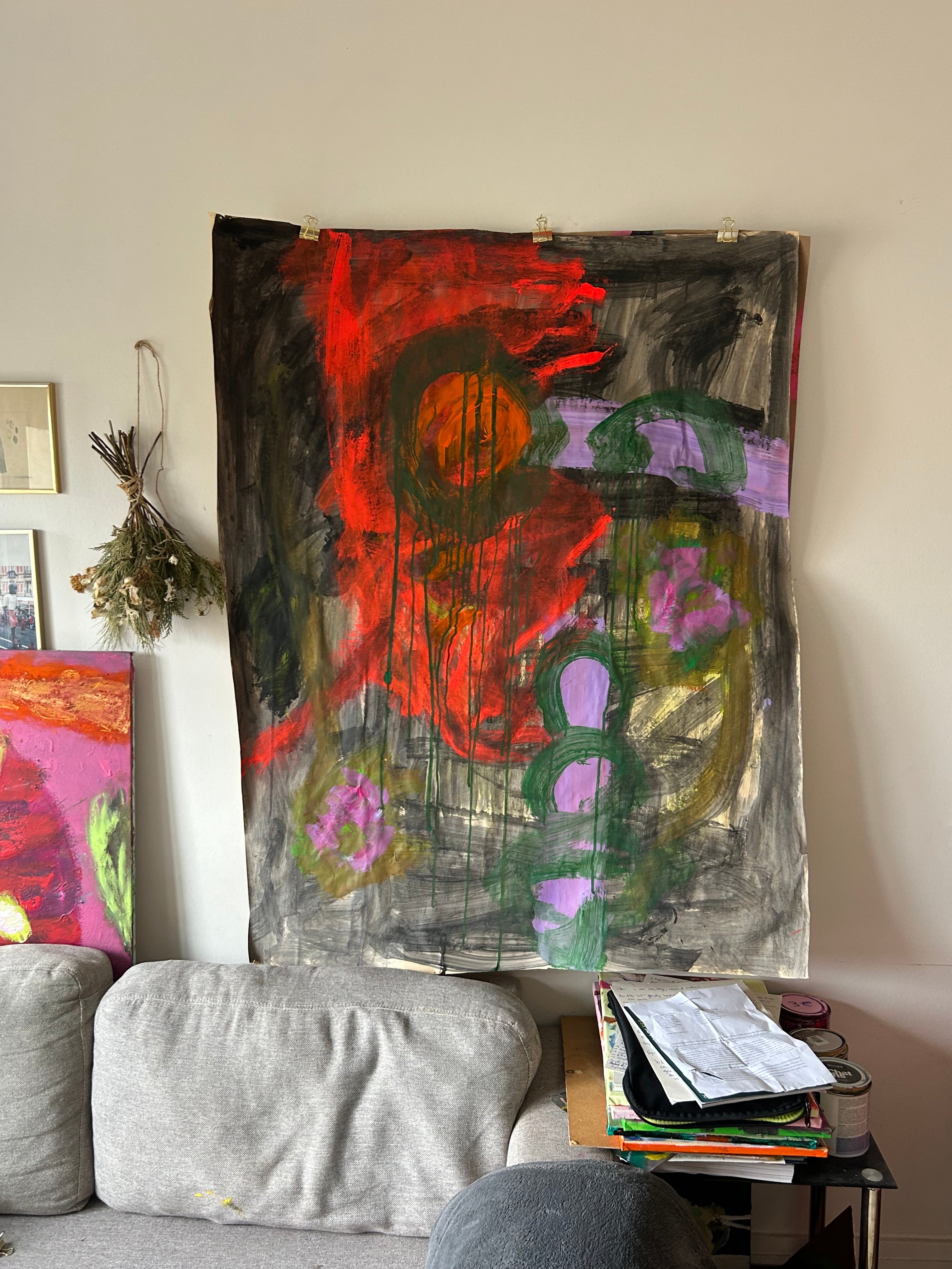 Dark flowers - peinture florale